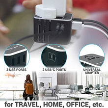 Load image into Gallery viewer, iBlockCube Travel Adapter, World&#39;s First 35W Dual Type C | 3 USB Ports with 3.5A Fast Speed Charger, &amp; Universal AC Socket, All in One Portable Adaptor Wall Plug Compatible for 150+ Countries (Silver)
