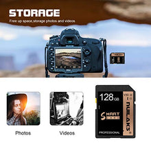 Load image into Gallery viewer, 128GB SD Card Memory Card Fast Speed Security Digital Flash Memory Card Class 10 for Camera,Videographers&amp;Vloggers and Other SD Card Compatible Devices(128GB)
