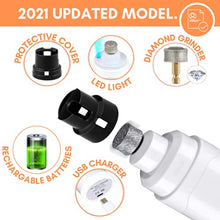 Load image into Gallery viewer, Dog Nail Grinder | Low Noise &amp; Vibration 2 Speed Electric Nail Grinder For Dogs | Full Control &amp; Safe Nail Trimming 2021 Version | Dog Nail Trimmer Includes USB Charger + X3 Rechargeable Batteries
