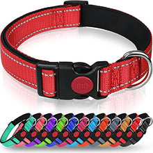 Load image into Gallery viewer, Taglory Reflective Nylon Dog Collar with Safety Buckle, Adjustable Pet Collars with Soft Neoprene Padding for Extra Large Dogs, Red
