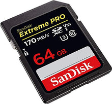 Load image into Gallery viewer, SanDisk Extreme PRO 64GB SDXC Memory Card up to 170MB/s, UHS-1, Class 10, U3, V30, Black
