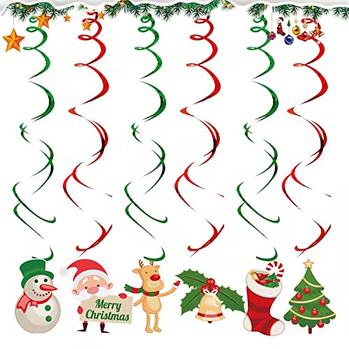 Christmas Hanging Foil Swirl Decorations - 50 Piece Holiday Party Set