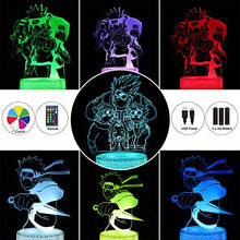 Load image into Gallery viewer, 3D Illusion Anime Night Light , 3 Patterns （Uchiha Itachi/Uzumaki Naruto/Kakashi）16 Colors Naruto Lamp with Remote &amp; Touch Switch , Festival Birthday Gifts for Boys and Girls
