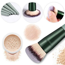 Load image into Gallery viewer, Makeup Brushes HEYMKGO 15pcs Makeup Brush Set Premium Synthetic Bristles Green Color Conical Handle Kabuki Foundation Brush Face Lip Eye Makeup Sets Professional with Portable Drawstring Flannel Bag

