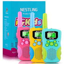 Load image into Gallery viewer, Nestling Kids Walkie Talkies 3 Pack, 8 Channels 2 Way Radio Walky Talky Toys with Backlit LCD Flashlight, 3 Miles Range Best Gifts Toys for Boys &amp; Girls Indoor Outdoor Activity
