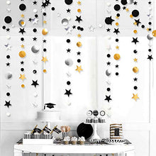 Load image into Gallery viewer, 52 Fts Black Silver Gold Twinkle Little Star Party Garlands Kit Metallic Glitter Full Moon Star Circle Garland Streamer Bunting Banner for Merry Christmas Xmas Birthday Graduation EID Ramadan
