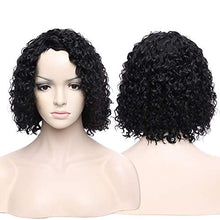 Load image into Gallery viewer, S-noilite Brazilian Curly Virgin Human Hair Wigs Short Bob Deep Wave Natural Black None Lace Wig Adjustable Cap for Women (12&quot; human hair)
