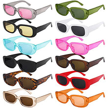 Load image into Gallery viewer, URATOT 12 Pack Small Rectangle Sunglasses Women Retro Glasses Vintage Square Eyewear Wide Frame Sunglasses with Storage Bag
