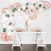 Load image into Gallery viewer, Rorchio 123pcs Rose Gold Balloon Arch Garland Kit with Rose Gold Latex Balloons Confetti Balloons and Mini White Balloons, Balloon Tie and Balloon Tape for Birthday Wedding Baby Shower Party Supplies
