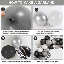 Load image into Gallery viewer, Grey Balloons Garland Kit, 87PCS Grey Metal Silver Balloon Garland Kit Balloons Arch Kit with Agate Black White Balloon Transparent Balloon for Birthday Decoration Wedding Baby Shower Party Supplies
