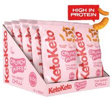 Load image into Gallery viewer, Keto Keto Low Carb Crunch Puffs 10 x 80g Keto Snacks For Weight Loss | Keto Diet, Keto Crisps | Low Carb | Low Calorie, Vegan Food, Gluten Free, High Protein (Thai Sweet Chilli)
