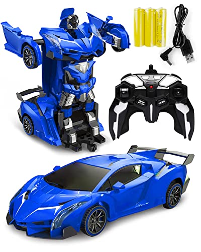 KALAHOL Remote Control Cars, 2.4GHz kids remote control car, 360° Flips Remote Control Car High Speed Toy Cars for girls, Transforming Robot Car Toys for 3 4 5 6 7 8 9 10 Years Old Boys Toys, Blue