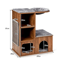 Load image into Gallery viewer, COSTWAY Cat House, Kitten Activity Centre with Sisal-Covered Scratching Mat, Condo &amp; Basket Lounger, Wooden Cats Furniture Climbing Tower, 69 x 39 x 81cm
