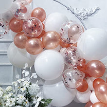 Load image into Gallery viewer, SANERYI Balloon Arch Kit 100pcs Rose Gold Balloons and White Balloons Garland Kit Confetti Clear Latex Balloons for Bridal Shower Bachelorette Hen Party Wedding Birthday for Girls Decorations
