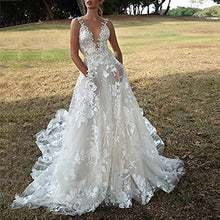 Load image into Gallery viewer, MEITING Evening Dresses for Women UK Elegant Temperament Lace Dress Sexy Deep V Sling Bridal Wedding Evening Dress Cocktail Party Dress White

