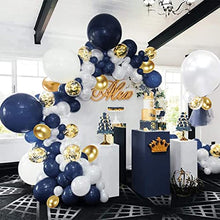 Load image into Gallery viewer, TOPLDSM Blue Balloon Arch Kit, Blue Balloon Garland Party Decorations with Navy Blue and White Balloon,Gold Confetti Balloon for Men and Boys Baby Shower Birthday Decorations Wedding Gender Reveal
