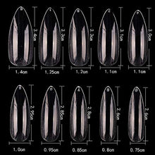 Load image into Gallery viewer, EBANKU 600pcs Almond Acrylic False Nail Full Cover Clear Nail Tips, Transparent Stiletto Nail Art Tips in 10 Sizes, for Nail Salons and DIY Acrylic Nails Decoration
