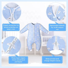 Load image into Gallery viewer, Lictin Baby Sleeping Bag 2.0TOG - Baby Sleep Sack Split Leg with Removable Sleeves Blue Sky and White Clouds Pattern for Infant Toddler from 75 to 95 cm 2.0 Tog Organic (Light Blue)
