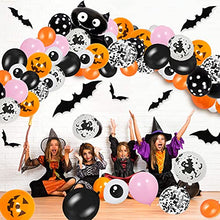 Load image into Gallery viewer, Halloween Balloons Arch Garland Kit 90Pcs Halloween Theme Balloons with Bats Black and Orange Latex Balloons Agate Balloons and Balloon Arch Kit for Halloween Party Indoor Outdoor Decorations
