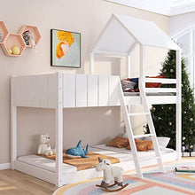 Load image into Gallery viewer, Bunk Bed Single Bed Frames Wooden Kids Beds White 3ft Loft Bed with Ladder Mid Sleeper Cabin Bed Frame (White)
