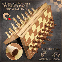 Load image into Gallery viewer, Magnetic Wooden Chess Set by Royal Chess - Handmade Folding Board for Travel - 4 Extra Queen Figures, Carry Bag &amp; Game Instruction for Beginners
