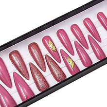 Load image into Gallery viewer, Rosé Pink Glam - Extra Long Sculpted Stiletto Full cover Press on Nail Tips 24 pcs, 10 sizes
