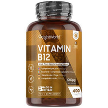 Load image into Gallery viewer, Vitamin B12 Tablets 1000mcg - High Strength Vitamin B12 Supplement - 400 Pure Methylcobalamin Tablets (1+ Year Supply) - Immunity Vitamins for Men &amp; Women - Vegan, Gluten Free - Made in The UK
