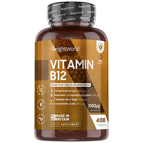 Vitamin B12 Tablets 1000mcg - High Strength Vitamin B12 Supplement - 400 Pure Methylcobalamin Tablets (1+ Year Supply) - Immunity Vitamins for Men & Women - Vegan, Gluten Free - Made in The UK