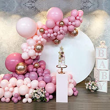 Load image into Gallery viewer, Pink Balloon Arch Kit - 121Pcs Metallic Rose Gold Baby Pink Balloons Arch Garland Kit for Girls Birthday Party, Wedding, Baby Shower, Engagement Party Decorations

