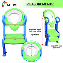 Load image into Gallery viewer, 1Above Kids Toilet Ladder Seat | Flexible Length Step-Stool for Boys and Girls | Bathroom Aid Toddler Training Seats Portable Design (Blue+Green)
