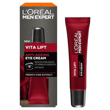 Load image into Gallery viewer, L&#39;Oréal Paris Men Expert Anti-Ageing Eye Cream, Vita Lift Anti-Wrinkle Mens Eye Cream Targets Eye Bags - 15 ml
