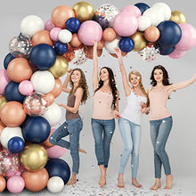 Load image into Gallery viewer, Balloon Arch Kit, Navy Blue and Pink Balloon Garland Kit, 80PCS Baby Shower Balloons Arch with Navy Blue Pink Gold Balloons, Birthday Party Balloons Kit for Baby Shower Wedding Birthday Party Decor
