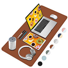 Load image into Gallery viewer, FAMEDY PU Leather Desk Pad, Dual-Sided Desk Mat, Large Mouse Pad, Laptop Keyboard Desk Blotter Protector, Waterproof Desk Writing Mat for Office/Home (Brown&amp;Grey, 90 * 45CM)
