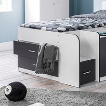 Load image into Gallery viewer, Mid Sleeper with Storage, Happy Beds Cookie White Charcoal Grey Multicolour Wood Modern Cabin Bed - 3ft Single (90 x 190 cm) Frame Only
