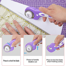 Load image into Gallery viewer, INTLMATE A3 Cutting Mat Set Cutter Tool Kit Including 17inches self-Healing Cutting mat,45mm Rotary Cutter with 3 Replacement Blades,Acrylic Quilting Ruler,Patchwork Ruler,20 Clips,100 pins (Purple)
