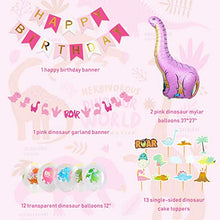 Load image into Gallery viewer, Dinosaur Party Decorations for Pink Dinosaur Balloons Garland Happy Birthday Banner for 1st Birthday Baby Shower Decorations
