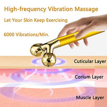 Load image into Gallery viewer, 2 IN 1 Face Massager Roller Gold Facial Massager, Electric 3D Face Roller and T Shape Arm Eye Nose Head Massager Instant Face Lift Anti Wrinkles
