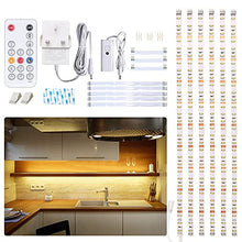 Load image into Gallery viewer, WOBANE Under Cabinet LED lighting kit, 6 PCS LED Strip lights with Remote Control Dimmer and Adapter, Dimmable for Kitchen Cabinet,Counter,Shelf,TV Back,Showcase 2700K Warm White, Bright, Timing 9.8ft
