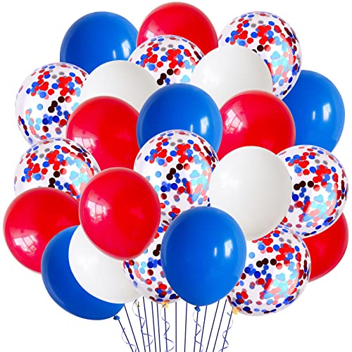 50PCS Red White Blue Balloons,Latex Confetti Balloons for Queen's Platinum Jubilee Party Union Jack Celebration Graduation Anniversary Men Women Birthday Party,Baby Shower,Wedding Decorations