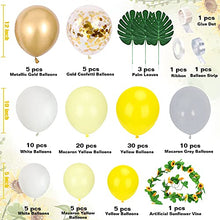 Load image into Gallery viewer, Yellow Balloons Arch Garland Kit, Pastel Yellow Balloons Macaron Yellow Grey Balloons Yellow White Balloons Artificial Sunflower Vine Metallic Gold Balloons Gold Confetti Balloons
