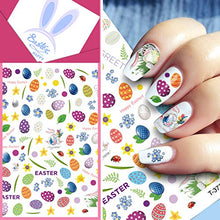 Load image into Gallery viewer, 8 Sheets Easter Nail Art Decals, Kalolary Bunny 3D Nail Glitter Self-Adhesive Stickers Easter Eggs Rabbits Chick for Women Girls Kids DIY Nail Design Manicure
