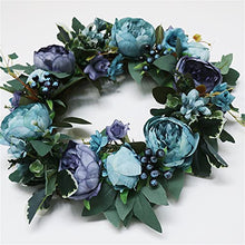 Load image into Gallery viewer, Supreme glory 42cm Blue Peony Door Wreaths, Artificial Vintage Realistic Wreaths for Front Door Spring Winter All Seasons Welcome Door Wreath for Wedding Party Window Backdrop Home Décor
