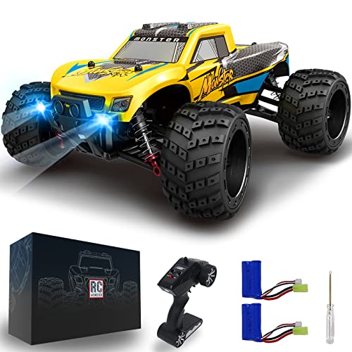 Remote Control Car 1/16 RC Cars 50km/h Off Road RC Cars for Adults, 4WD High Speed Monster Truck, Radio Controlled Car Race Buggy Car for Children and Boys - Yellow 162
