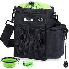 Load image into Gallery viewer, Pecute Large Dog Treat Pouch Bag - Upgrade with Water Bottle Holder, Waterproof Walking Bag Multiple Pockets, Adjustable Waist &amp; Shoulder Belt 3 Ways to Wear for Training Walking Outdoor Use (Black)

