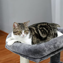 Load image into Gallery viewer, Amazon Brand – Eono Cat Tree 86cm Sisal Scratching Post Kitten Furniture Plush Condo Playhouse with Dangling Toys Cats Activity Centre Grey
