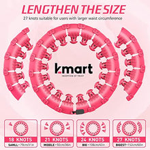 Load image into Gallery viewer, K-MART Smart Hula Ring Hoops, Weighted Hula Circle 24 Detachable Fitness Ring with 360 Degree Auto-Spinning Ball Gymnastics, Massage, Adult Fitness for Weight Loss (Pink)
