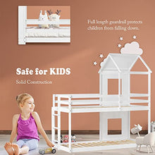 Load image into Gallery viewer, 3FT Treehouse Bunk bed, Cabin Bed Frame, Mid-Sleeper with Treehouse Canopy &amp; Ladder (White)
