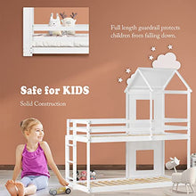 Load image into Gallery viewer, belupai 3FT Treehouse Bunk bed, Home Detail Childrens Cabin Bed Frame, Mid-Sleeper with Treehouse Canopy &amp; Ladder (white)
