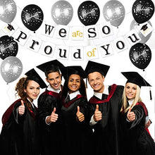 Load image into Gallery viewer, TUPARKA Graduation Banner We are So Proud of You Banner with 10 Pcs Balloons Congratulations Decoration Kit Graduation Party Decorations

