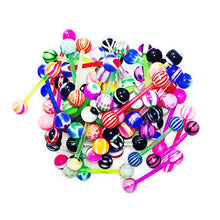 Load image into Gallery viewer, BodyJ4You 100PC Tongue Barbells Nipple Rings 14G Mix Acrylic Ball Flexible Bar Body Piercing Jewelry
